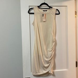 Beige Sleeveless Fitted Tank Dress